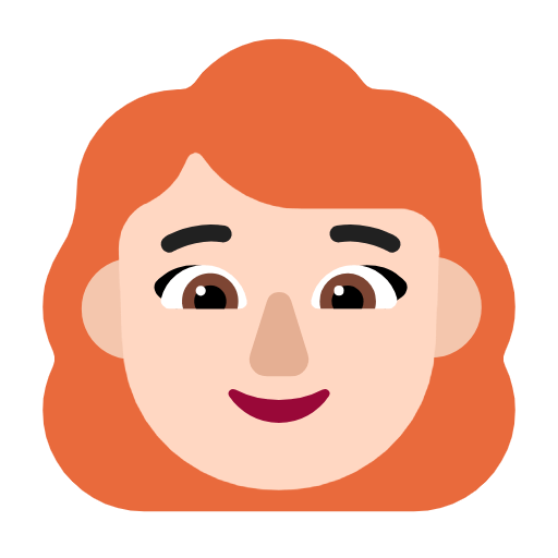 👩🏻‍🦰 Emoji Mujer: Tono De Piel Claro Y Pelo Pelirrojo en Microsoft Windows 11 23H2.