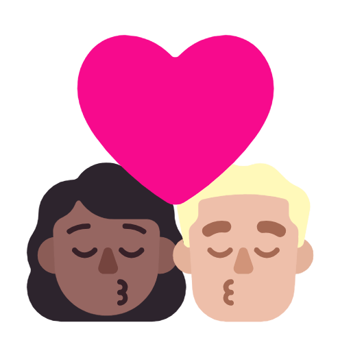 👩🏾‍❤️‍💋‍👨🏼 Emoji sich küssendes Paar - Frau: mitteldunkle Hautfarbe, Mann: mittelhelle Hautfarbe Microsoft Windows 11 23H2.