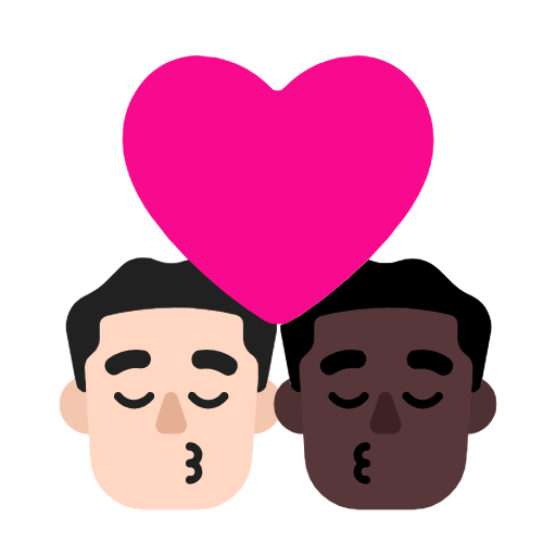 Emoji 👨🏻‍❤️‍💋‍👨🏿 Bacio Tra Coppia - Uomo: Carnagione Chiara, Uomo: Carnagione Scura su Microsoft Windows 11 23H2.
