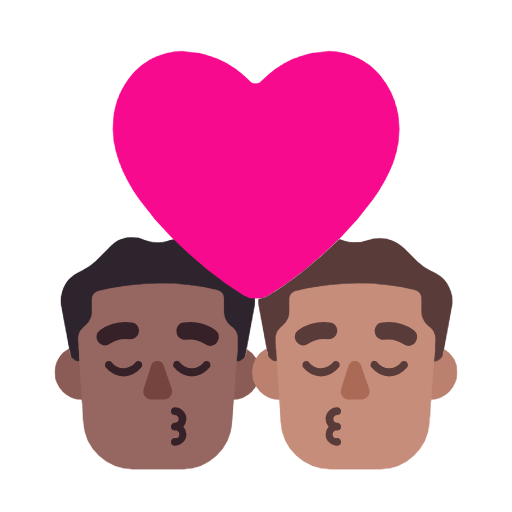 👨🏾‍❤️‍💋‍👨🏽 Emoji sich küssendes Paar - Mann: mitteldunkle Hautfarbe, Mann: mittlere Hautfarbe Microsoft Windows 11 23H2.