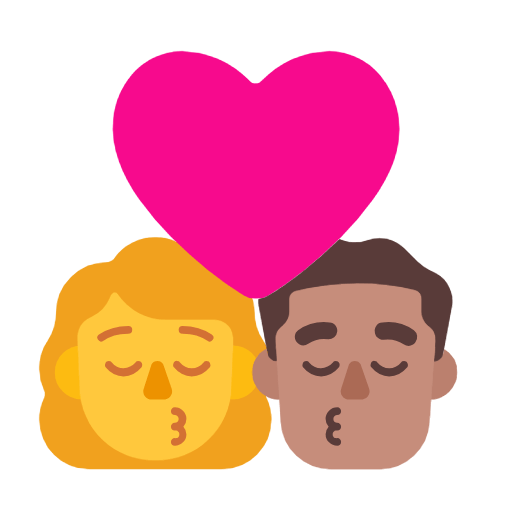 Emoji 👩‍❤️‍💋‍👨🏽 Bacio Tra Coppia - Donna, Uomo: Carnagione Olivastra su Microsoft Windows 11 23H2.