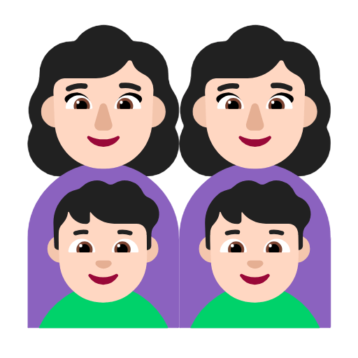 👩🏻‍👩🏻‍👦🏻‍👦🏻 Emoji Familia - Mujer, Mujer, Niño, Niño: Tono De Piel Claro en Microsoft Windows 11 23H2.