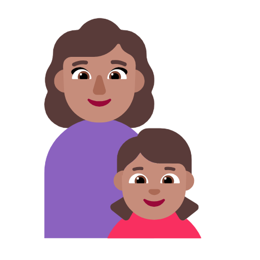 👩🏽‍👧🏽 Emoji Família - Mulher, Menina: Pele Morena na Microsoft Windows 11 23H2.