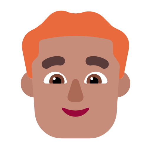 Emoji 👨🏽‍🦰 Uomo: Carnagione Olivastra E Capelli Rossi su Microsoft Windows 11 23H2.