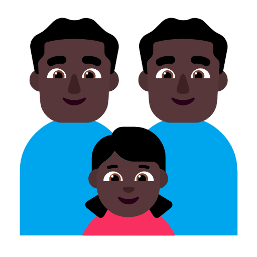 👨🏿‍👨🏿‍👧🏿 Emoji Familia - Hombre, Hombre, Niña: Tono De Piel Oscuro en Microsoft Windows 11 23H2.