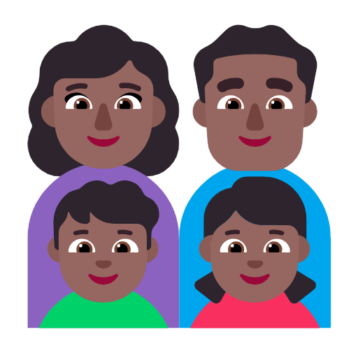 👩🏾‍👨🏾‍👦🏾‍👧🏾 Emoji Familia - Mujer, Hombre, Niño, Niña: Tono De Piel Oscuro Medio en Microsoft Windows 11 23H2.