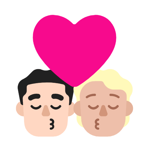 Emoji 👨🏻‍❤️‍💋‍🧑🏼 Bacio Tra Coppia: uomo, persona, Carnagione Chiara, Carnagione Abbastanza Chiara su Microsoft Windows 11 23H2.