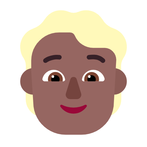 👱🏾 Emoji Person: mitteldunkle Hautfarbe, blondes Haar Microsoft Windows 11 23H2.