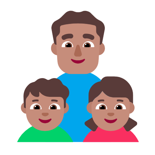 👨🏽‍👦🏽‍👧🏽 Emoji Familie - Mann, Junge, Mädchen: mittlere Hautfarbe Microsoft Windows 11 23H2.