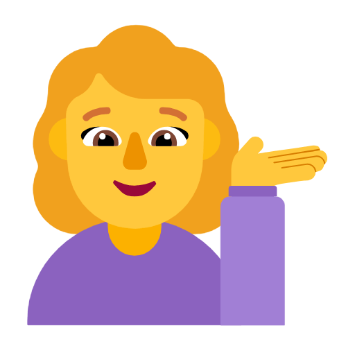 Emoji 💁‍♀️ Donna Con Suggerimento su Microsoft Windows 11 23H2.