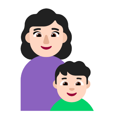 Emoji 👩🏻‍👦🏻 Famiglia - Donna, Bambino: Carnagione Chiara su Microsoft Windows 11 23H2.
