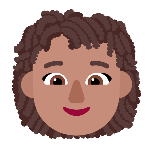 👩🏽‍🦱 Emoji Mujer: Tono De Piel Medio Y Pelo Rizado en Microsoft Windows 11 23H2.