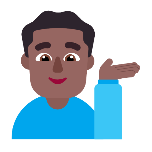 Emoji 💁🏾‍♂️ Uomo Con Suggerimento: Carnagione Abbastanza Scura su Microsoft Windows 11 23H2.