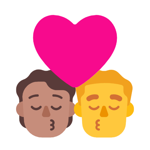 Emoji 🧑🏽‍❤️‍💋‍👨 Bacio Tra Coppia: persona, uomo, Carnagione Olivastra, Nessun tono della pelle su Microsoft Windows 11 23H2.