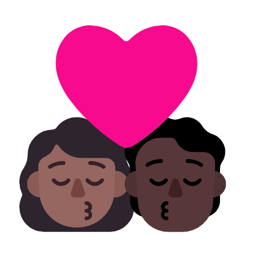 Emoji 👩🏾‍❤️‍💋‍🧑🏿 Bacio Tra Coppia: Donna, persona, Carnagione Abbastanza Scura, Carnagione Scura su Microsoft Windows 11 23H2.