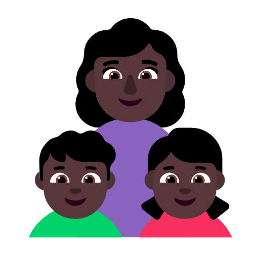 Emoji 👩🏿‍👦🏿‍👧🏿 Famiglia - Donna, Bambino, Bambina: Carnagione Scura su Microsoft Windows 11 23H2.