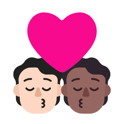 🧑🏻‍❤️‍💋‍🧑🏾 Emoji sich küssendes Paar: Person, Person, helle Hautfarbe, mitteldunkle Hautfarbe Microsoft Windows 11 23H2.