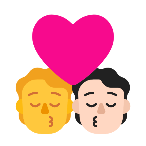 🧑‍❤️‍💋‍🧑🏻 Emoji sich küssendes Paar: Person, Person, Kein Hautton, helle Hautfarbe Microsoft Windows 11 23H2.