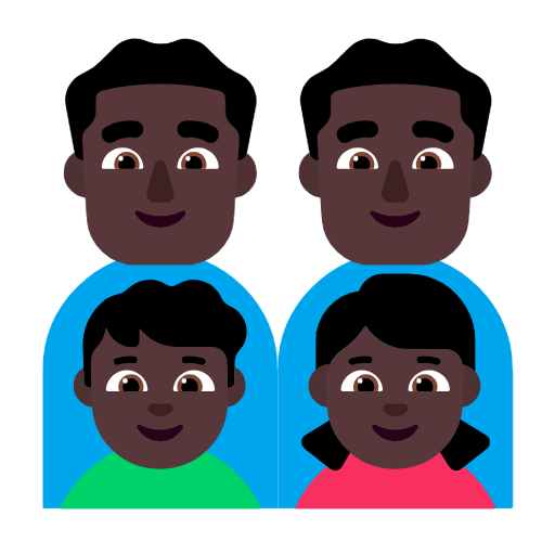 Emoji 👨🏿‍👨🏿‍👦🏿‍👧🏿 Famiglia - Uomo, Uomo, Bambino, Bambina: Carnagione Scura su Microsoft Windows 11 23H2.