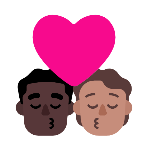 Emoji 👨🏿‍❤️‍💋‍🧑🏽 Bacio Tra Coppia: uomo, persona, Carnagione Scura, Carnagione Olivastra su Microsoft Windows 11 23H2.