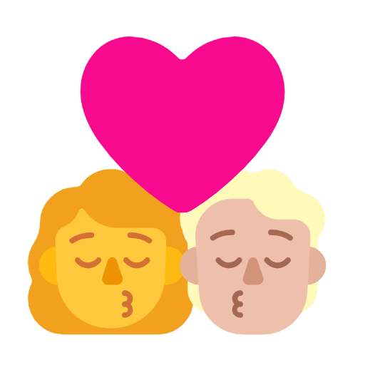 Emoji 👩‍❤️‍💋‍🧑🏼 Bacio Tra Coppia: Donna, persona, Nessun tono della pelle, Carnagione Abbastanza Chiara su Microsoft Windows 11 23H2.