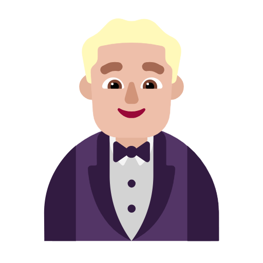 🤵🏼‍♂️ Emoji Hombre Con Esmoquin: Tono De Piel Claro Medio en Microsoft Windows 11 23H2.