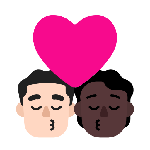Emoji 👨🏻‍❤️‍💋‍🧑🏿 Bacio Tra Coppia: uomo, persona, Carnagione Chiara, Carnagione Scura su Microsoft Windows 11 23H2.