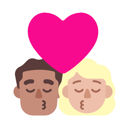 Emoji 👨🏽‍❤️‍💋‍👩🏼 Bacio Tra Coppia - Uomo: Carnagione Olivastra, Donna: Carnagione Abbastanza Chiara su Microsoft Windows 11 23H2.