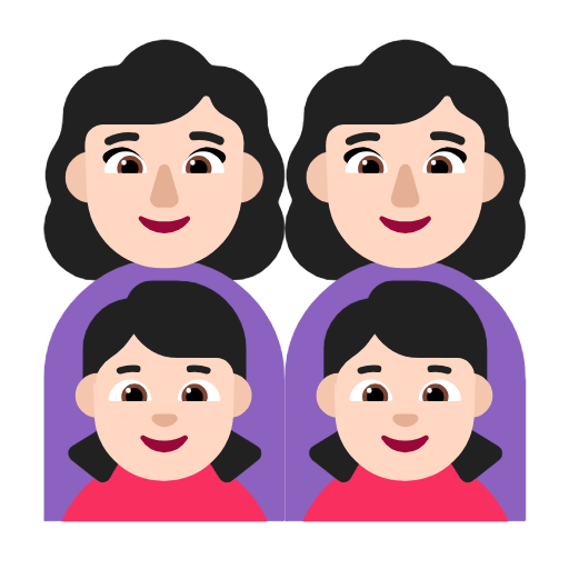 👩🏻‍👩🏻‍👧🏻‍👧🏻 Emoji Família - Mulher, Mulher, Menina, Menina: Pele Clara na Microsoft Windows 11 23H2.