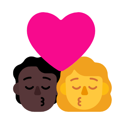 🧑🏿‍❤️‍💋‍👩 Emoji sich küssendes Paar: Person, Frau, dunkle Hautfarbe, Kein Hautton Microsoft Windows 11 23H2.