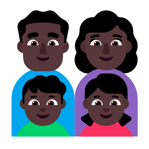 👨🏿‍👩🏿‍👦🏿‍👧🏿 Emoji Familia - Hombre, Mujer, Niño, Niña: Tono De Piel Oscuro en Microsoft Windows 11 23H2.