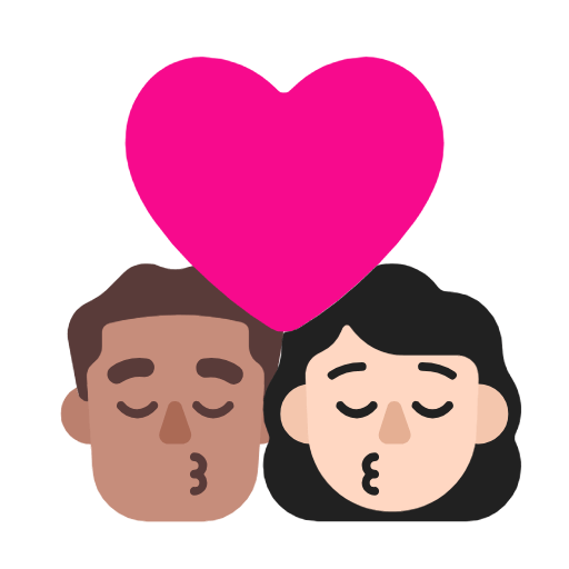 Emoji 👨🏽‍❤️‍💋‍👩🏻 Bacio Tra Coppia - Uomo: Carnagione Olivastra, Donna: Carnagione Chiara su Microsoft Windows 11 23H2.