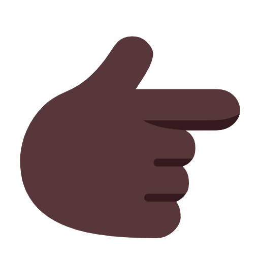 👉🏿 Emoji Dorso De Mano Con índice A La Derecha: Tono De Piel Oscuro en Microsoft Windows 11 23H2.