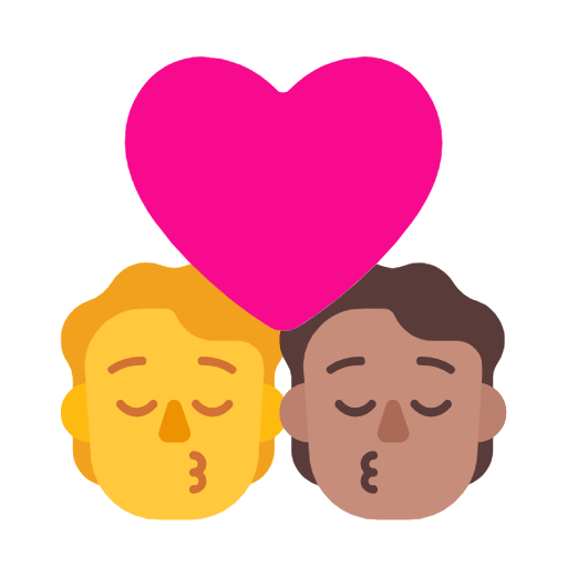 🧑‍❤️‍💋‍🧑🏽 Emoji sich küssendes Paar: Person, Person, Kein Hautton, mittlere Hautfarbe Microsoft Windows 11 23H2.