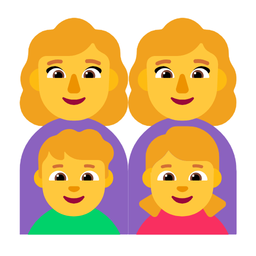 Emoji 👩‍👩‍👦‍👧 Famiglia: Donna, Donna, Bambino, Bambina su Microsoft Windows 11 23H2.