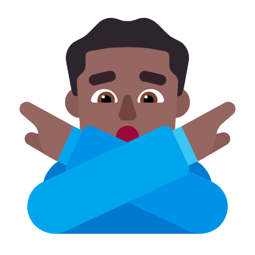 Emoji 🙅🏾‍♂️ Uomo Con Gesto Di Rifiuto: Carnagione Abbastanza Scura su Microsoft Windows 11 23H2.