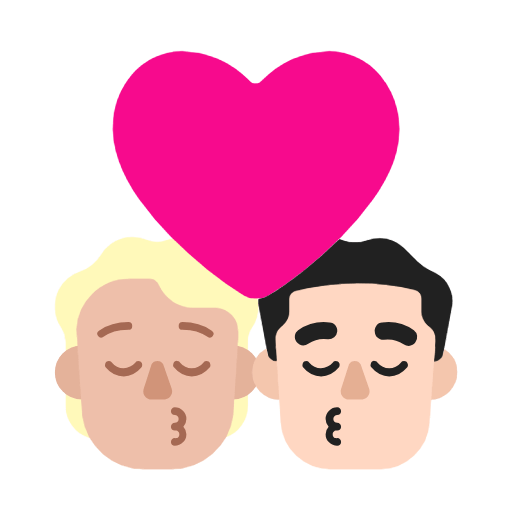 Emoji 🧑🏼‍❤️‍💋‍👨🏻 Bacio Tra Coppia: persona, uomo, Carnagione Abbastanza Chiara, Carnagione Chiara su Microsoft Windows 11 23H2.