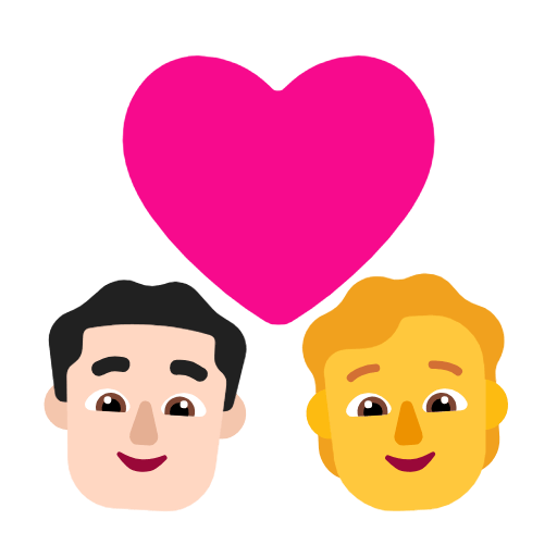 Emoji 👨🏻‍❤️‍🧑 Coppia Con Cuore: uomo, persona, Carnagione Chiara, Nessun tono della pelle su Microsoft Windows 11 23H2.