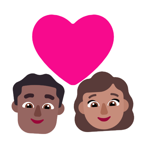 Emoji 👨🏾‍❤️‍👩🏽 Coppia Con Cuore - Uomo: Carnagione Abbastanza Scura, Donna: Carnagione Olivastra su Microsoft Windows 11 23H2.