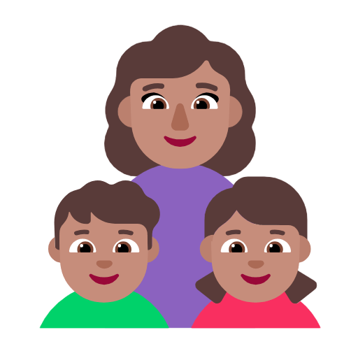👩🏽‍👦🏽‍👧🏽 Emoji Familia - Mujer, Niño, Niña: Tono De Piel Medio en Microsoft Windows 11 23H2.