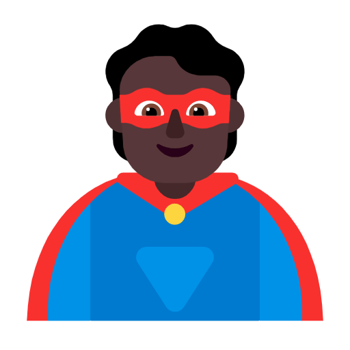 Emoji 🦸🏿 Supereroe: Carnagione Scura su Microsoft Windows 11 23H2.