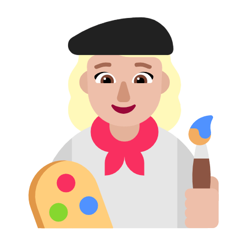 Emoji 👩🏼‍🎨 Artista Donna: Carnagione Abbastanza Chiara su Microsoft Windows 11 23H2.