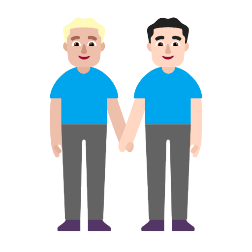 Emoji 👨🏼‍🤝‍👨🏻 Due Uomini Che Si Tengono Per Mano: Carnagione Abbastanza Chiara E Carnagione Chiara su Microsoft Windows 11 23H2.