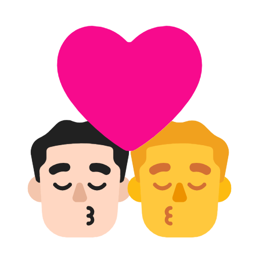 Emoji 👨🏻‍❤️‍💋‍👨 Bacio Tra Coppia - Uomo: Carnagione Chiara, Hombre su Microsoft Windows 11 23H2.