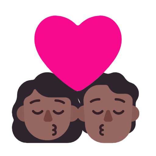 👩🏾‍❤️‍💋‍🧑🏾 Emoji sich küssendes Paar: Frau, Person, mitteldunkle Hautfarbe Microsoft Windows 11 23H2.