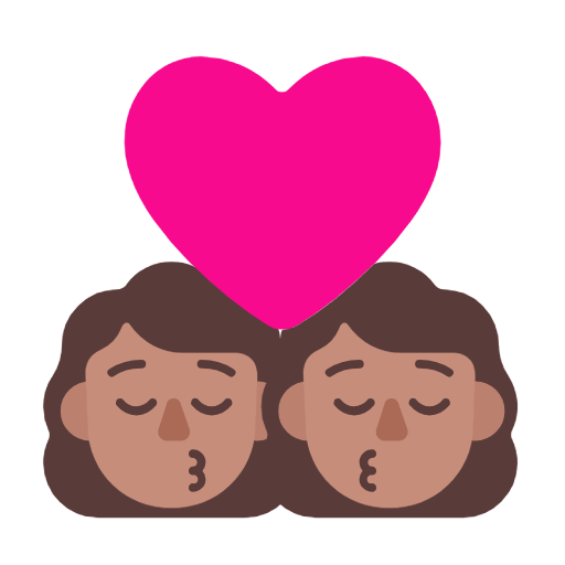 Emoji 👩🏽‍❤️‍💋‍👩🏽 Bacio Tra Coppia - Donna: Carnagione Olivastra, Donna: Carnagione Olivastra su Microsoft Windows 11 23H2.