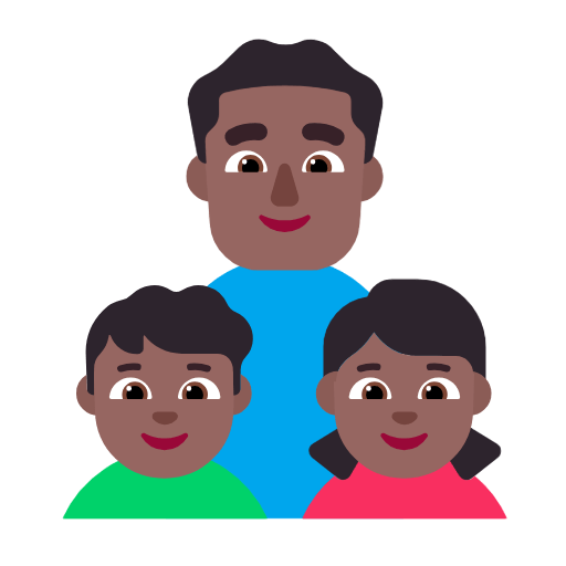 👨🏾‍👦🏾‍👧🏾 Emoji Família - Homem, Menino, Menina: Pele Morena Escura na Microsoft Windows 11 23H2.