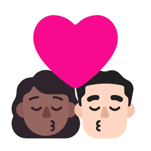 👩🏾‍❤️‍💋‍👨🏻 Emoji sich küssendes Paar Frau: mitteldunkle Hautfarbe, Mann: helle Hautfarbe Microsoft Windows 11 23H2.