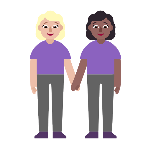 👩🏼‍🤝‍👩🏾 Emoji händchenhaltende Frauen: mittelhelle Hautfarbe, mitteldunkle Hautfarbe Microsoft Windows 11 23H2.