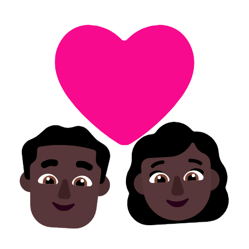 Emoji 👨🏿‍❤️‍👩🏿 Coppia Con Cuore - Uomo: Carnagione Scura, Donna: Carnagione Scura su Microsoft Windows 11 23H2.